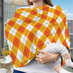 White And Orange Argyle Pattern Print Baby Seat Cover