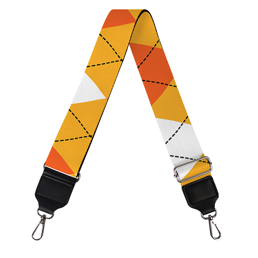 White And Orange Argyle Pattern Print Bag Strap