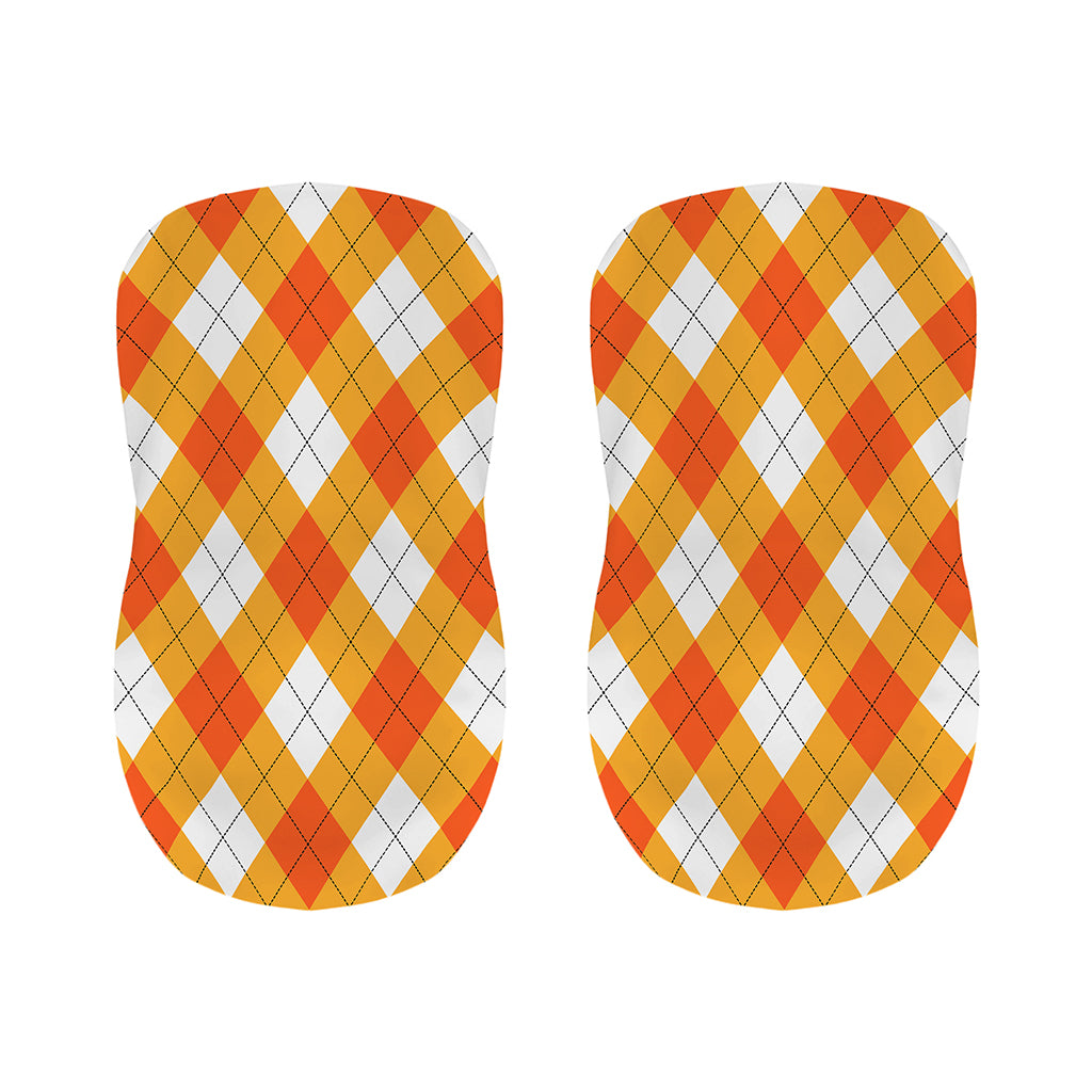 White And Orange Argyle Pattern Print Bar Stool Covers