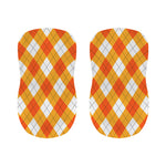 White And Orange Argyle Pattern Print Bar Stool Covers