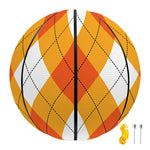 White And Orange Argyle Pattern Print Basketball