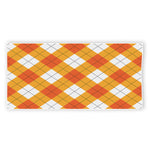 White And Orange Argyle Pattern Print Beach Towel