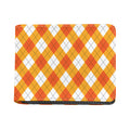 White And Orange Argyle Pattern Print Bifold Wallet