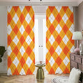 White And Orange Argyle Pattern Print Dimout Pencil Pleat Curtains