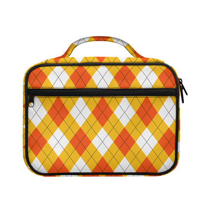 White And Orange Argyle Pattern Print Briefcase Bible Bag