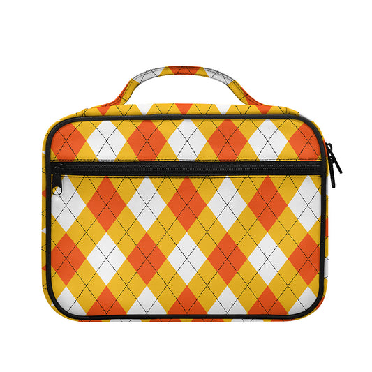 White And Orange Argyle Pattern Print Briefcase Bible Bag