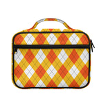 White And Orange Argyle Pattern Print Briefcase Bible Bag