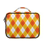 White And Orange Argyle Pattern Print Briefcase Bible Bag