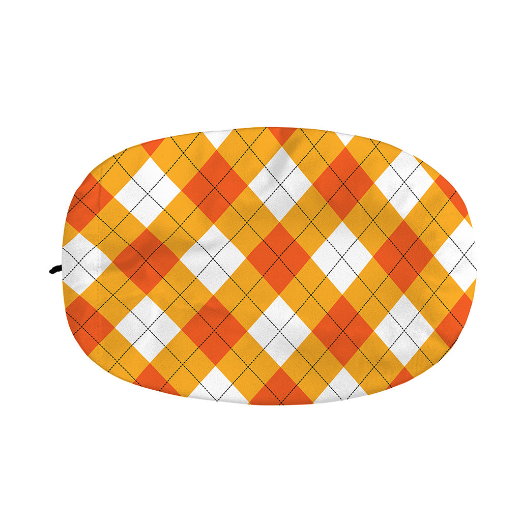 White And Orange Argyle Pattern Print Car Side Mirror Covers