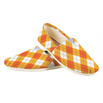 White And Orange Argyle Pattern Print Casual Shoes