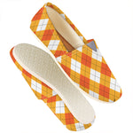 White And Orange Argyle Pattern Print Casual Shoes