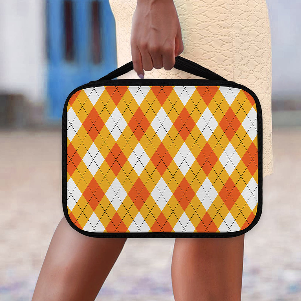 White And Orange Argyle Pattern Print Classic Bible Case
