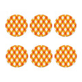 White And Orange Argyle Pattern Print Coaster Set