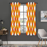 White And Orange Argyle Pattern Print Curtain