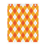 White And Orange Argyle Pattern Print Curtain