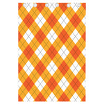 White And Orange Argyle Pattern Print Curtain