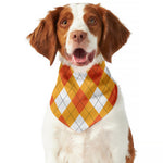 White And Orange Argyle Pattern Print Dog Bandana