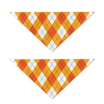 White And Orange Argyle Pattern Print Dog Bandana