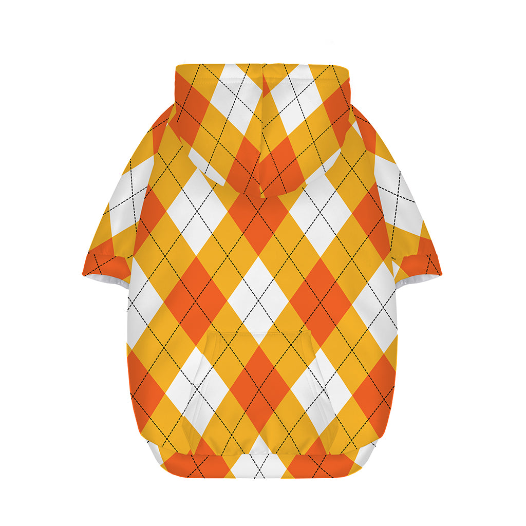 White And Orange Argyle Pattern Print Dog Zip Up Hoodie