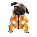 White And Orange Argyle Pattern Print Dog Zip Up Jacket