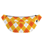White And Orange Argyle Pattern Print Fanny Pack