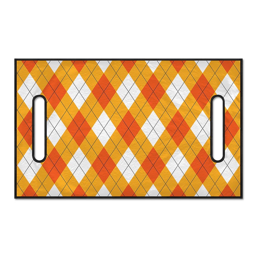 White And Orange Argyle Pattern Print Golf Cart Seat Cover