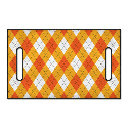White And Orange Argyle Pattern Print Golf Cart Seat Cover