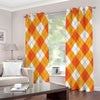 White And Orange Argyle Pattern Print Grommet Curtains