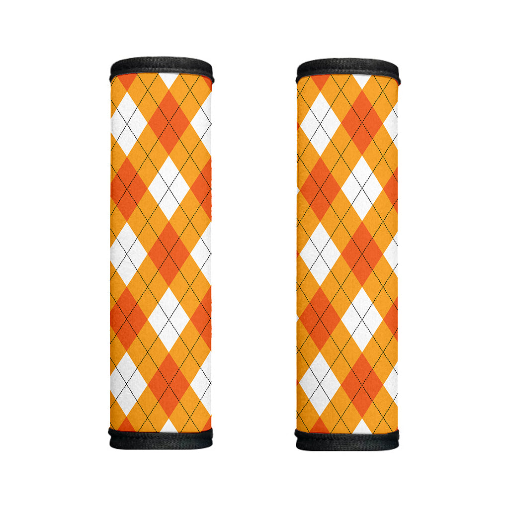 White And Orange Argyle Pattern Print Handle Covers