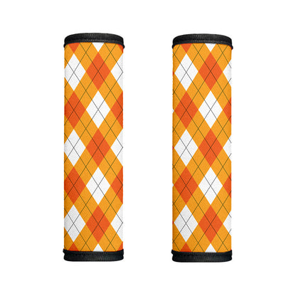 White And Orange Argyle Pattern Print Handle Covers
