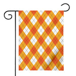 White And Orange Argyle Pattern Print House Flag