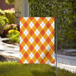 White And Orange Argyle Pattern Print House Flag