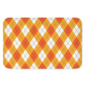 White And Orange Argyle Pattern Print Indoor Door Mat