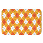 White And Orange Argyle Pattern Print Indoor Door Mat