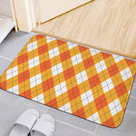 White And Orange Argyle Pattern Print Indoor Door Mat