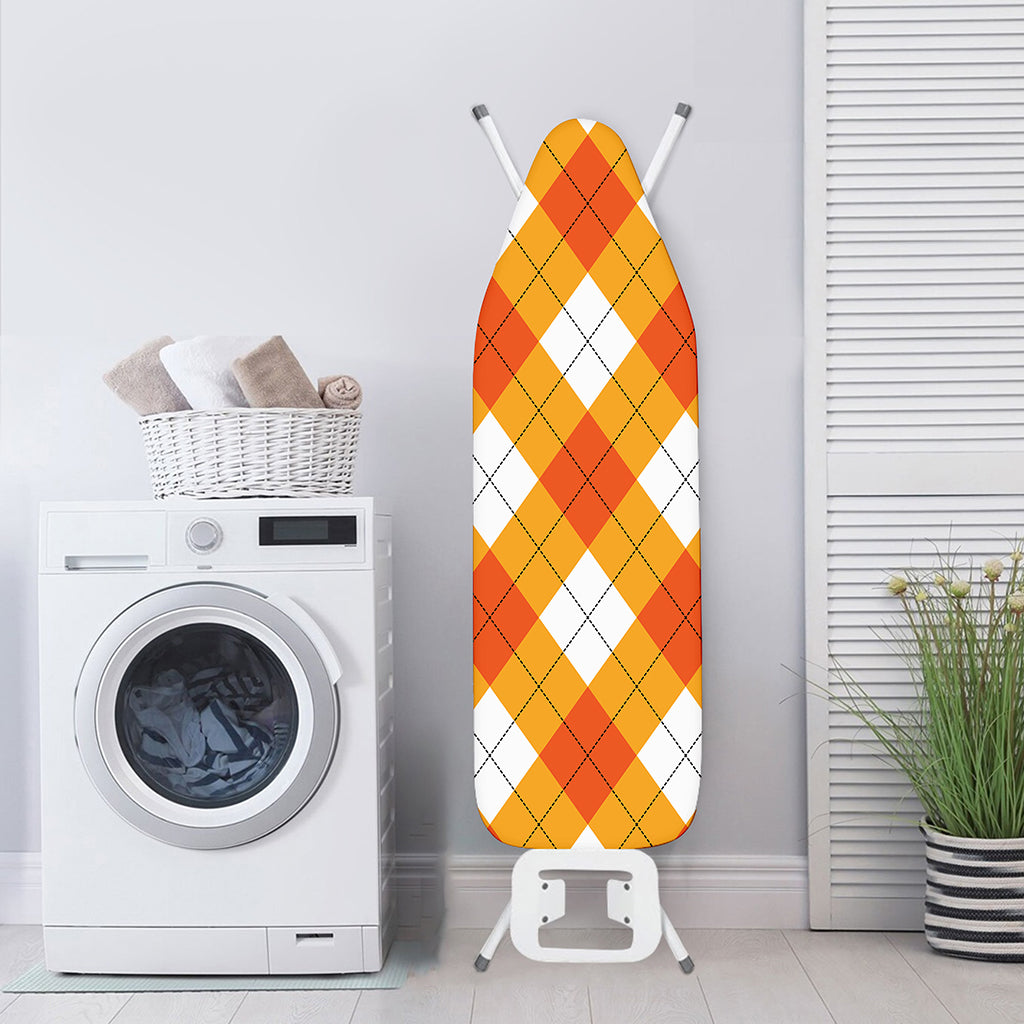 White And Orange Argyle Pattern Print Ironing Board Cover