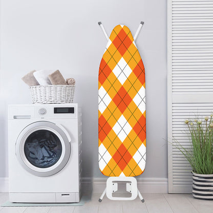 White And Orange Argyle Pattern Print Ironing Board Cover