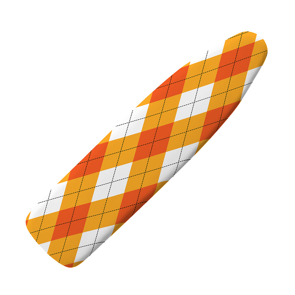 White And Orange Argyle Pattern Print Ironing Board Cover