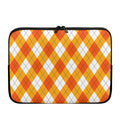 White And Orange Argyle Pattern Print Laptop Sleeve
