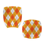 White And Orange Argyle Pattern Print Office Chair Cover