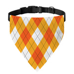 White And Orange Argyle Pattern Print Over The Collar Dog Bandana