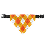 White And Orange Argyle Pattern Print Over The Collar Dog Bandana