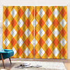 White And Orange Argyle Pattern Print Pencil Pleat Curtains