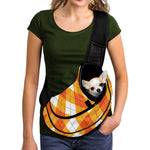 White And Orange Argyle Pattern Print Pet Sling Carrier