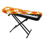 White And Orange Argyle Pattern Print Piano Keyboard Cover