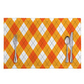 White And Orange Argyle Pattern Print Placemat