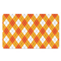 White And Orange Argyle Pattern Print Polyester Doormat
