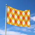 White And Orange Argyle Pattern Print Polyester Flag