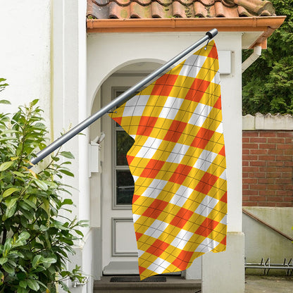 White And Orange Argyle Pattern Print Polyester Flag