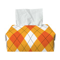 White And Orange Argyle Pattern Print Rectangle Tissue Box Cover